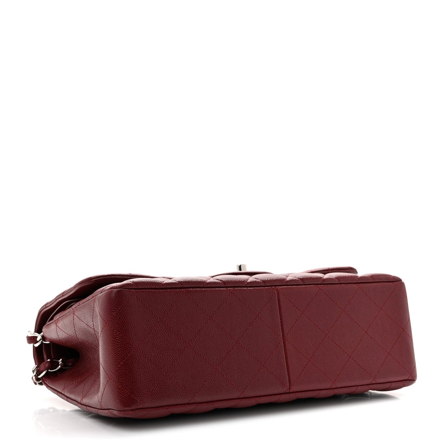 Caviar Quilted Jumbo Double Flap Burgundy