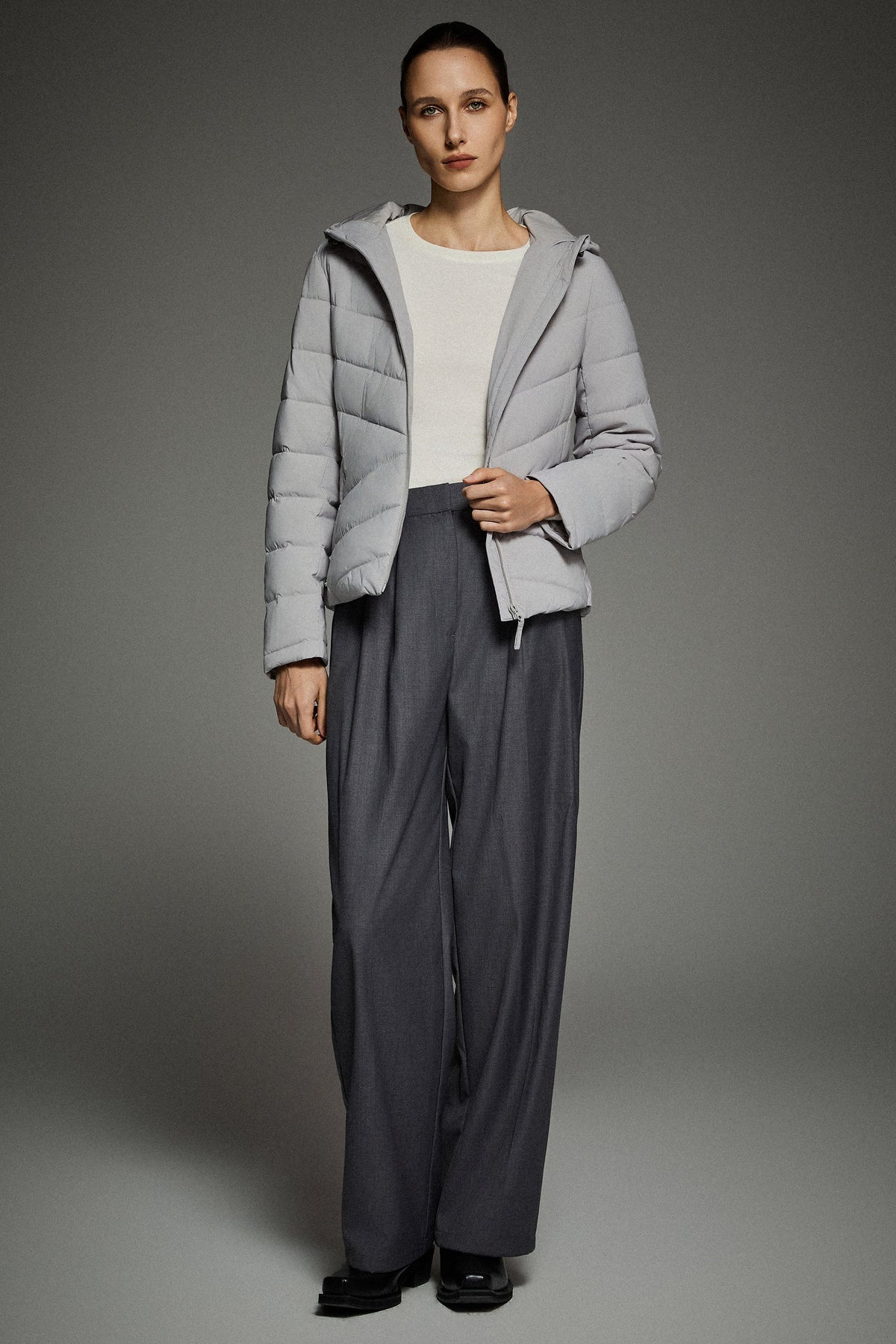 Flattering Quilted Puffer Lightweight Jacket with Hood