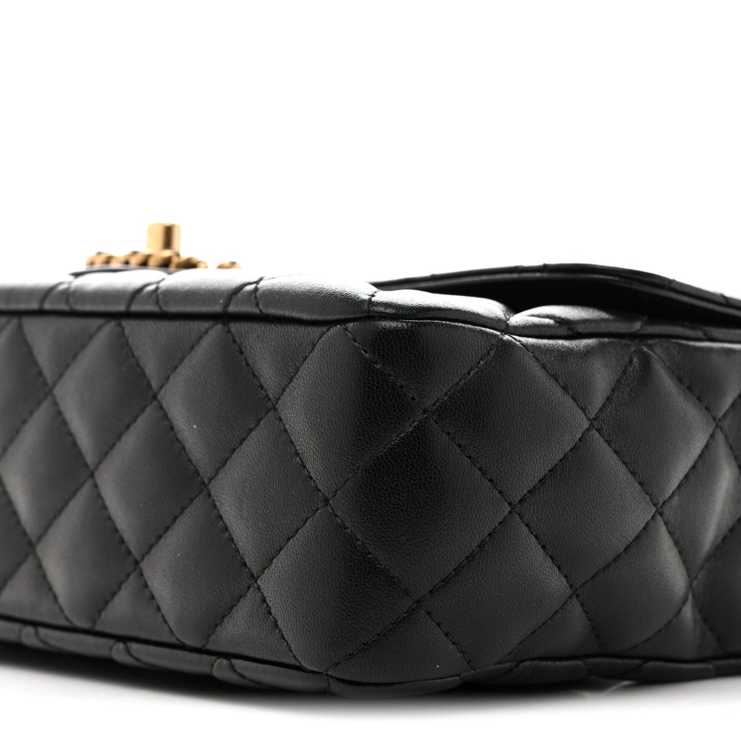 Lambskin Quilted Small Strass On Top Flap Bag Black