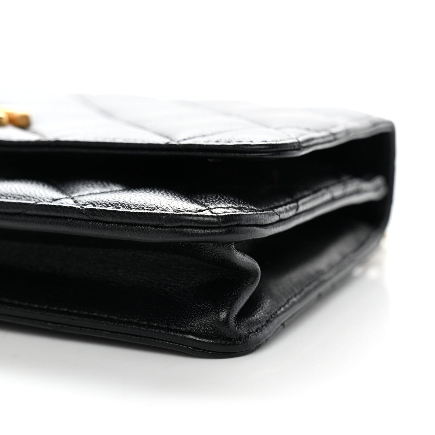 Lambskin Quilted Sweetheart Wallet On Chain WOC Black