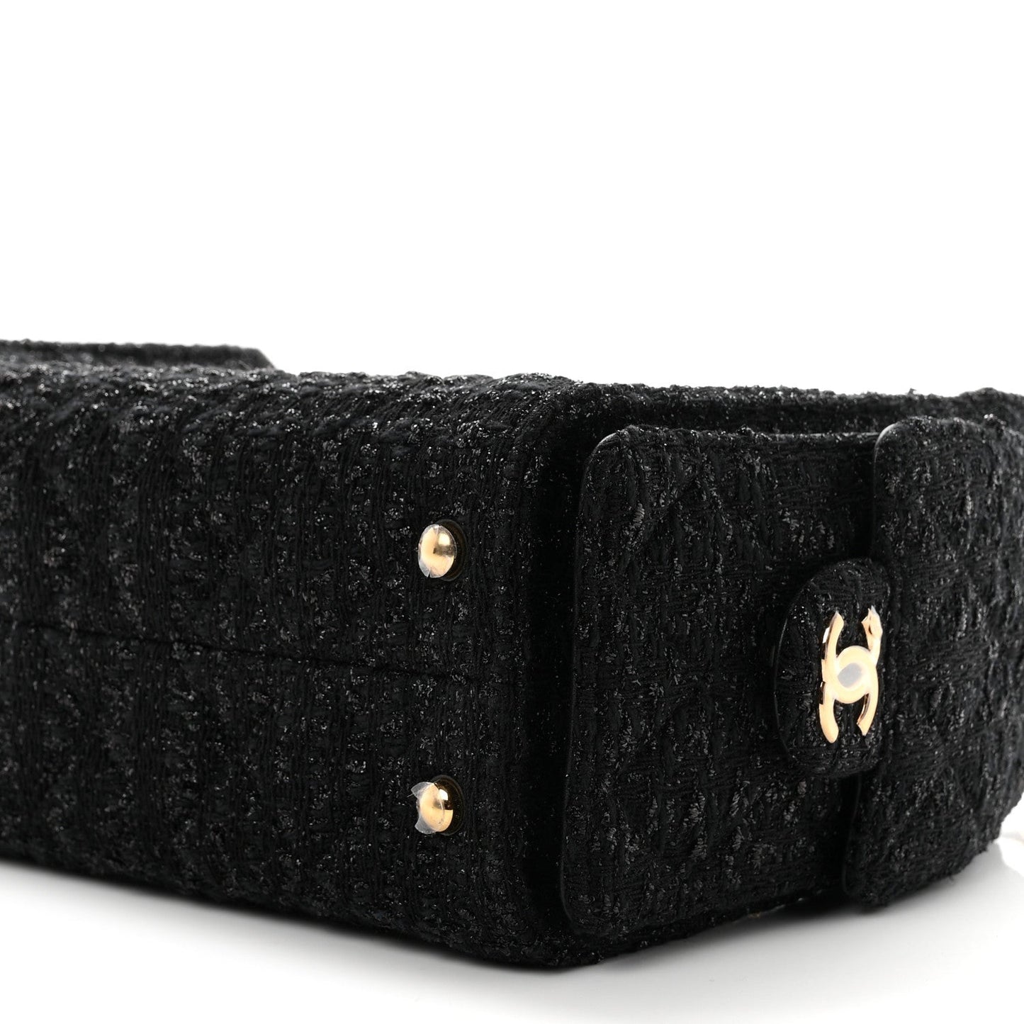 Tweed Quilted Mini Chanel 25 Handbag Black