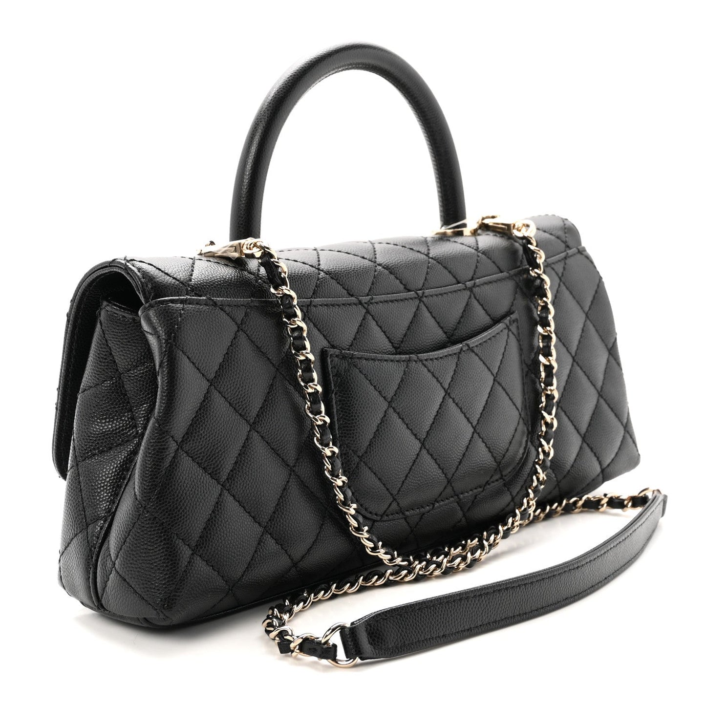 Caviar Quilted Maxi East West Coco Handle Flap Black