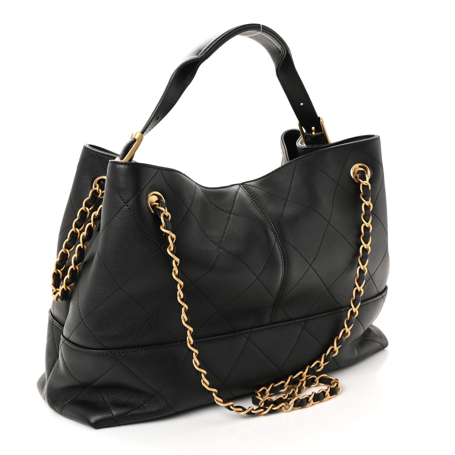 Calfskin Quilted Small Coco Base Shopping Bag Black