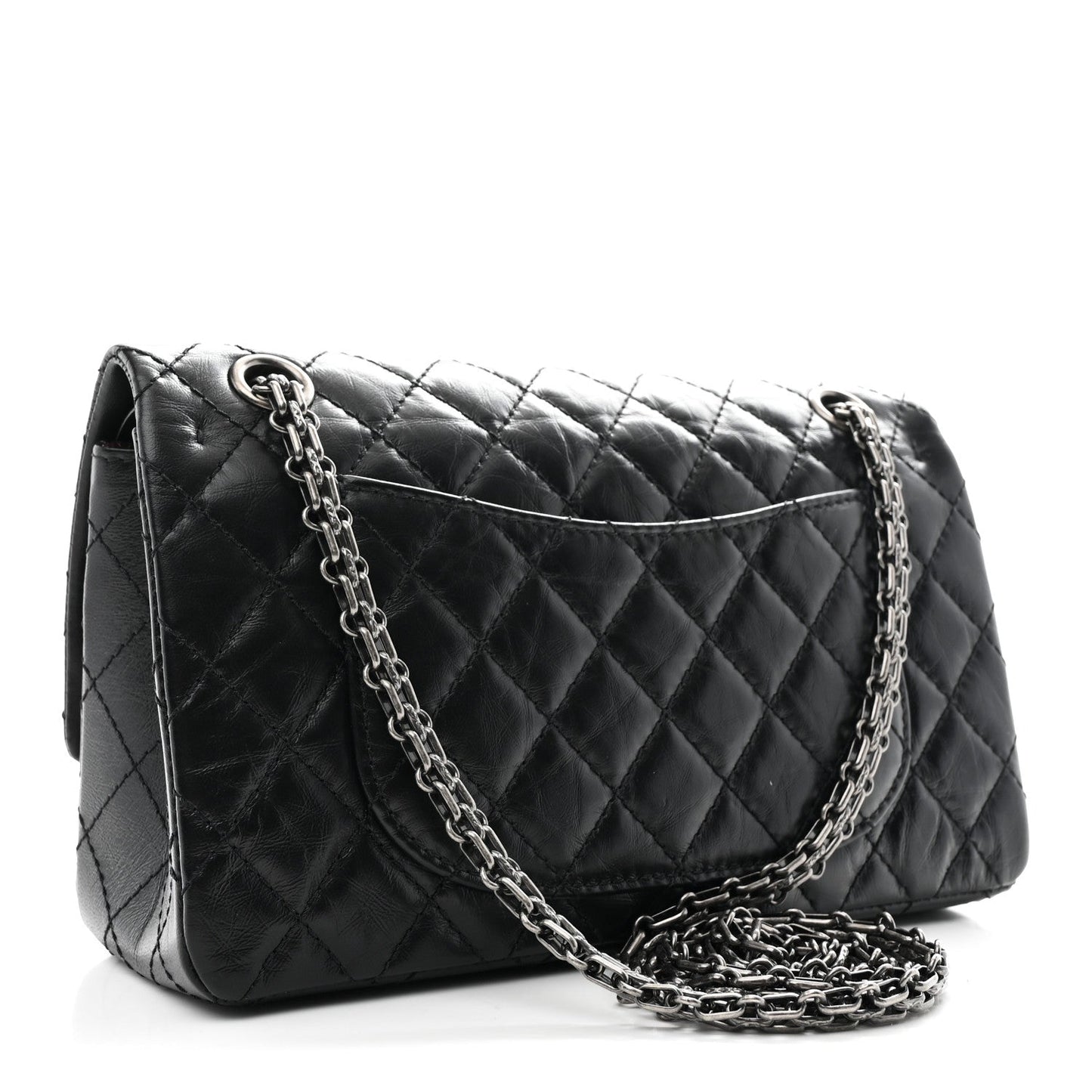 Aged Calfskin Quilted 2.55 Reissue 225 Flap Black