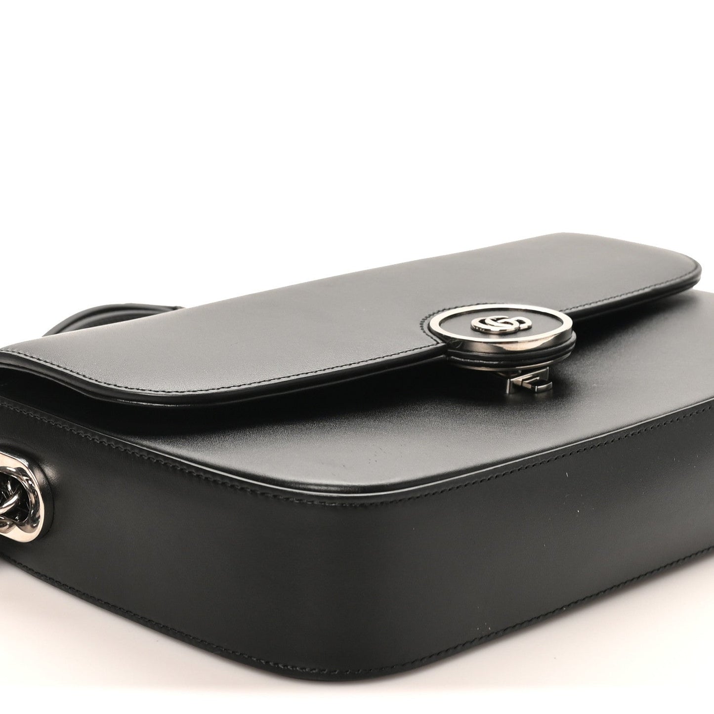 Senna Calfskin Petite GG Top Handle Shoulder Bag Black