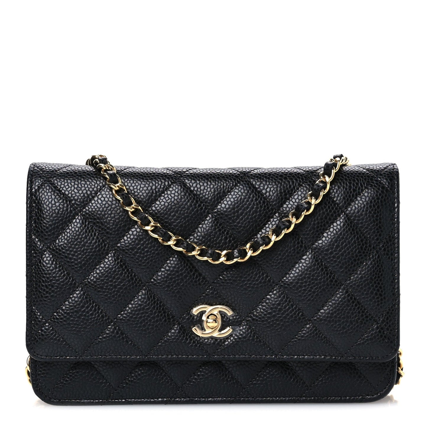 Caviar Quilted CC Turnlock Wallet On Chain WOC Black