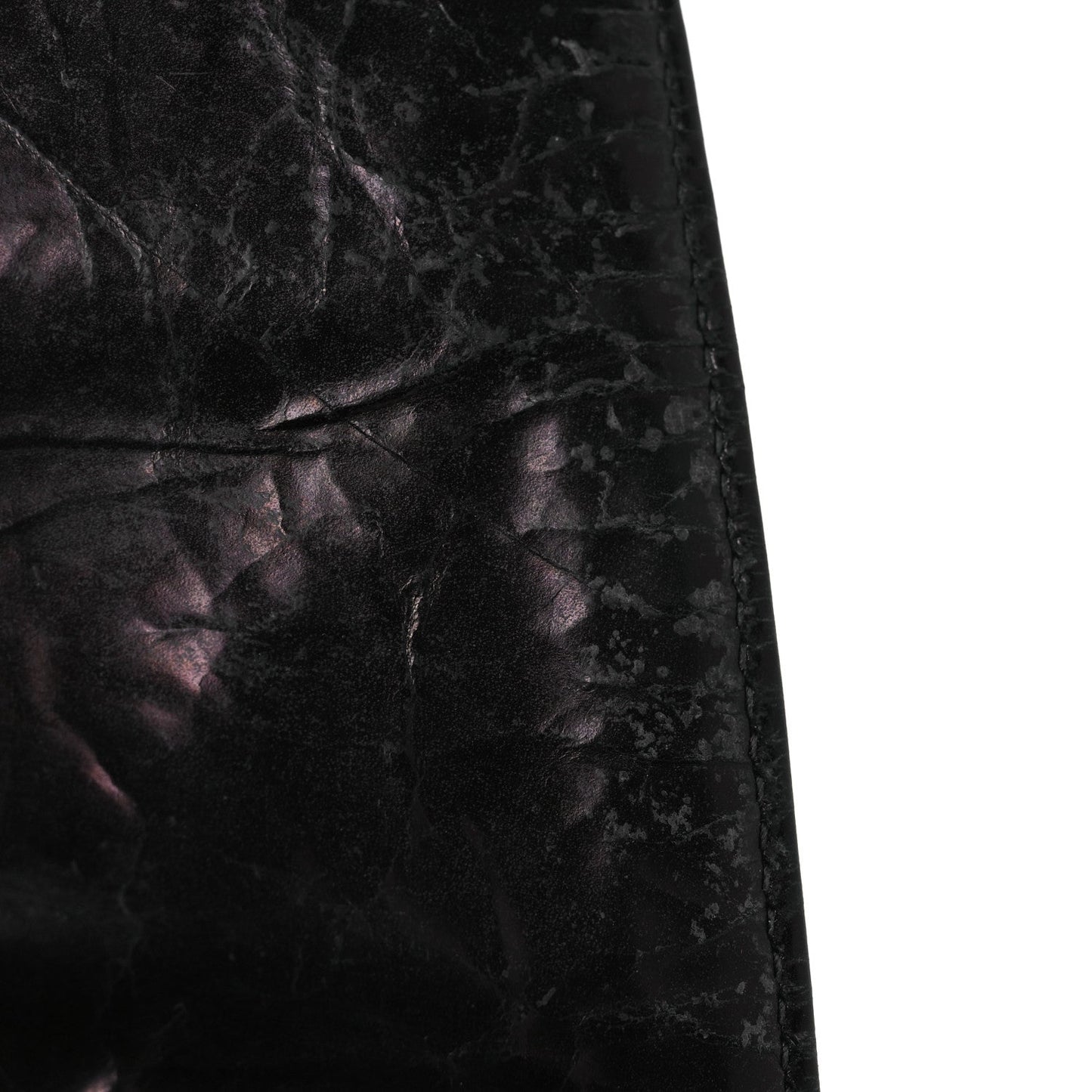 Glazed Calfskin Quilted Rita Top Handle Flap Black