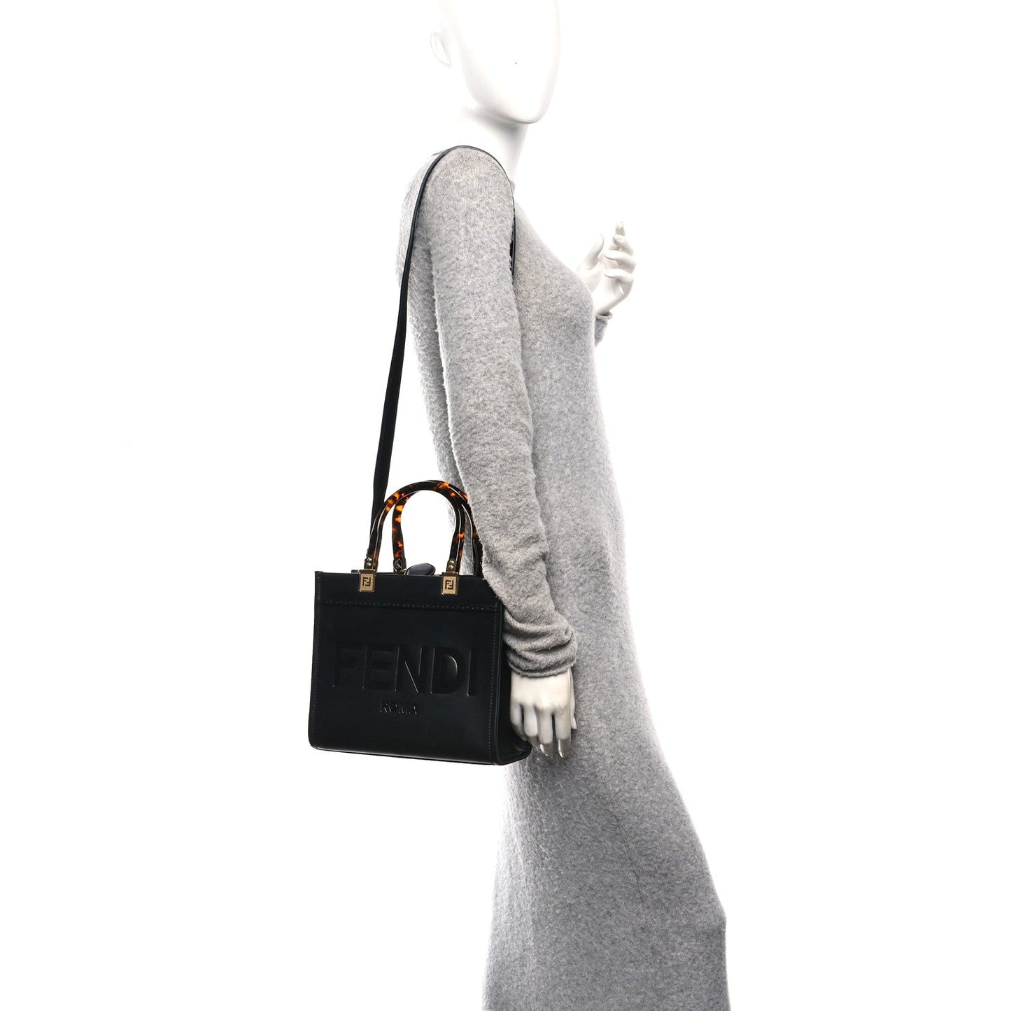 Vitello King Plexiglass Small Fendi Sunshine Shopper Tote Black