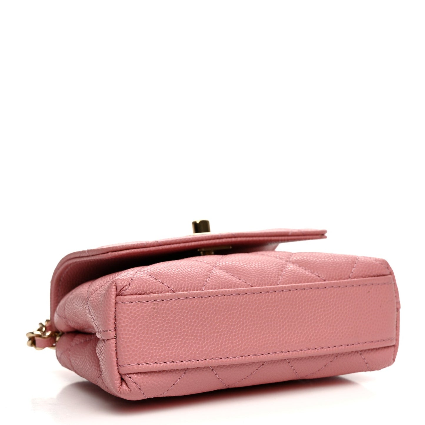 Caviar Quilted Nano Coco Handle Clutch With Chain Pink