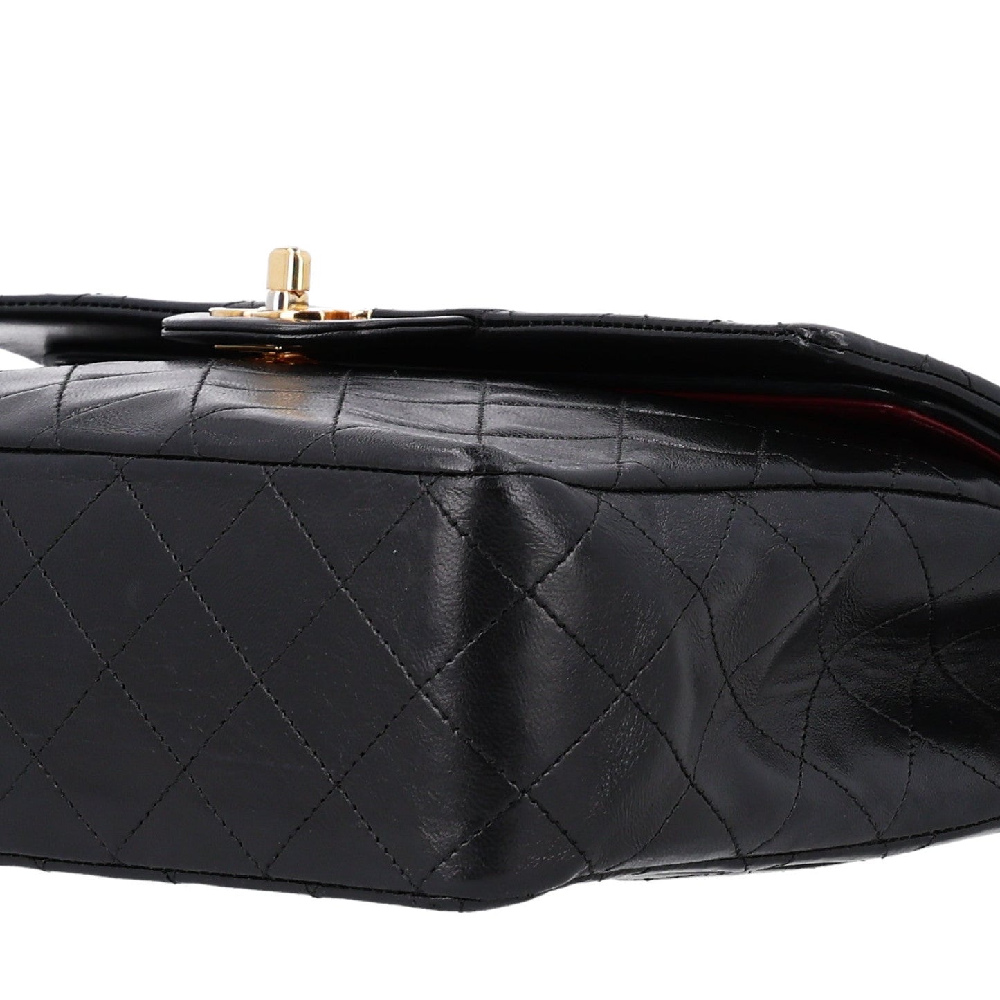 Lambskin Quilted Medium Double Flap Black