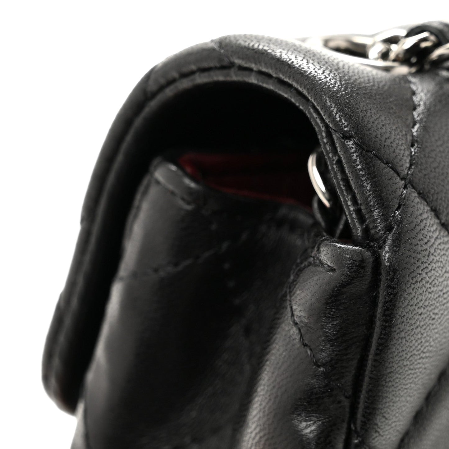 Lambskin Quilted Extra Mini Rectangular Flap Black