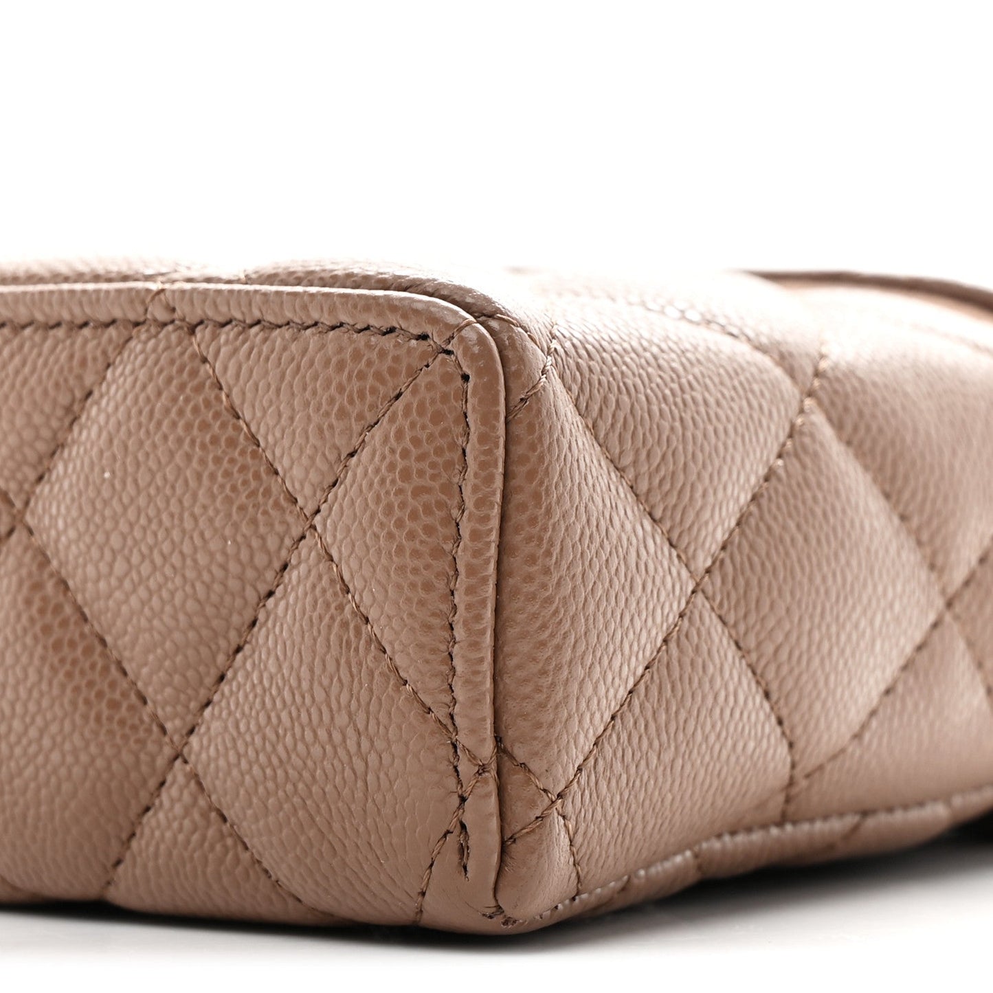 Caviar Quilted Top Handle Slim Vanity With Chain Dark Beige Dark Beige