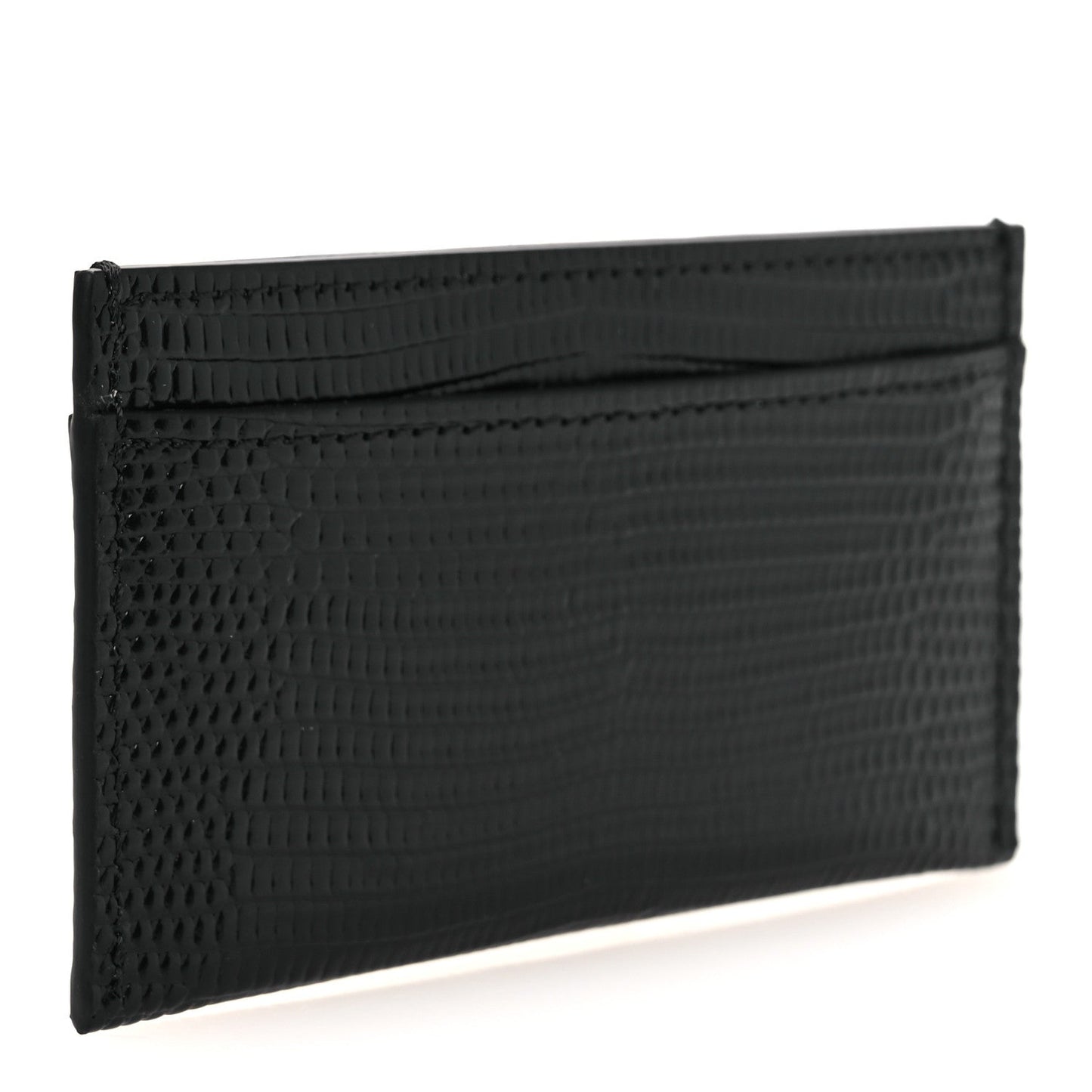Calfskin Lizard Embossed Card Holder Black