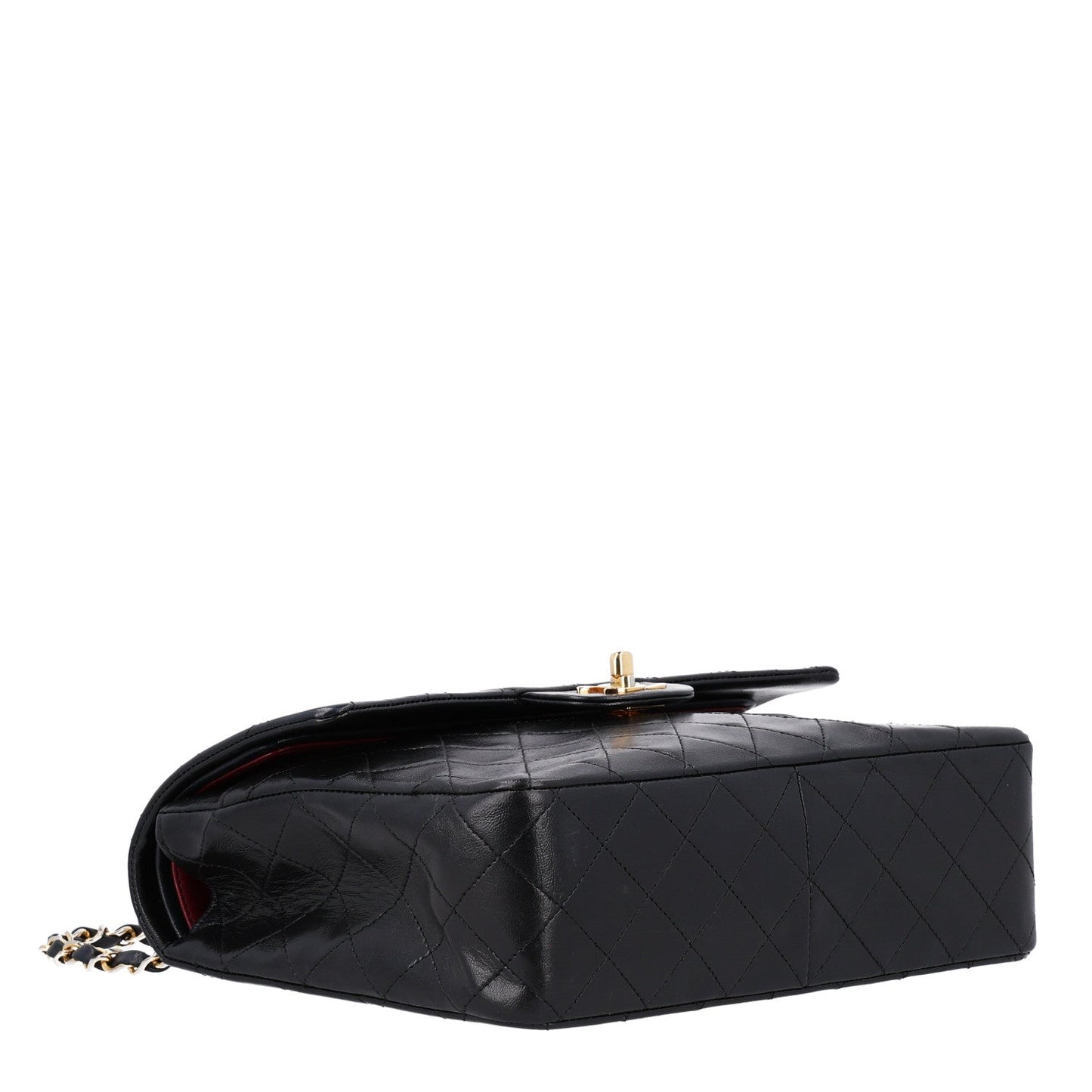 Lambskin Quilted Medium Double Flap Black