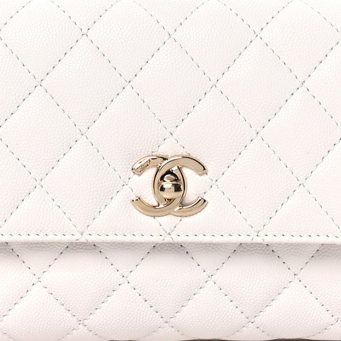 Caviar Quilted Mini Coco Handle Flap White