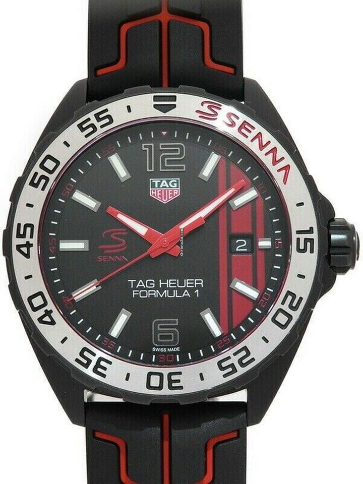 Tag Heuer Formula 1 Senna Special Edition Black Dial Two Tone Rubber Strap Watch for Men - WAZ1014.FT8027