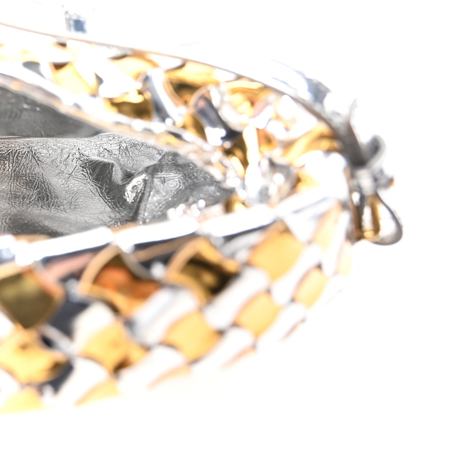 Metallic Lambskin Intrecciato Mini Hop Silver Gold