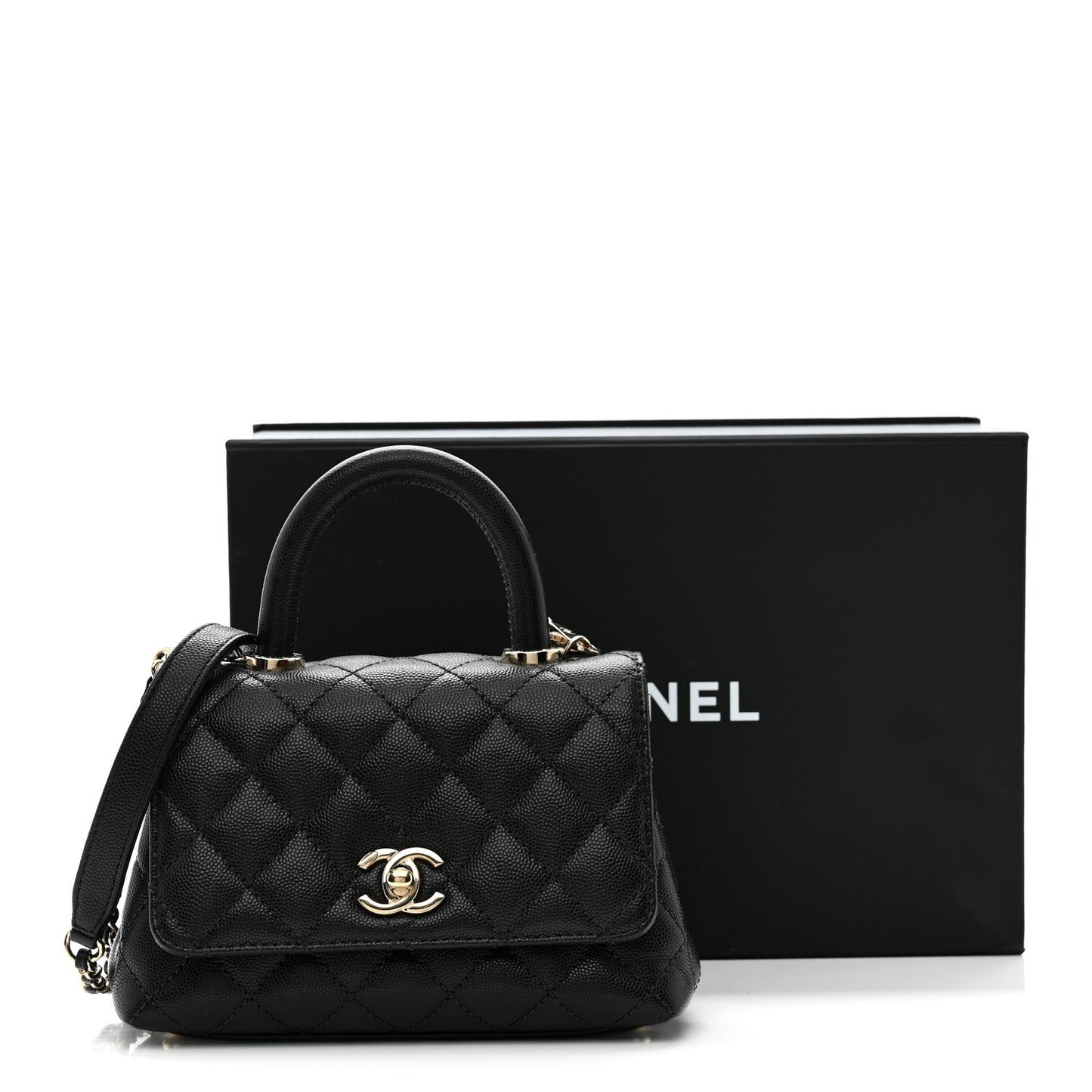 Caviar Quilted Extra Mini Coco Handle Flap Black