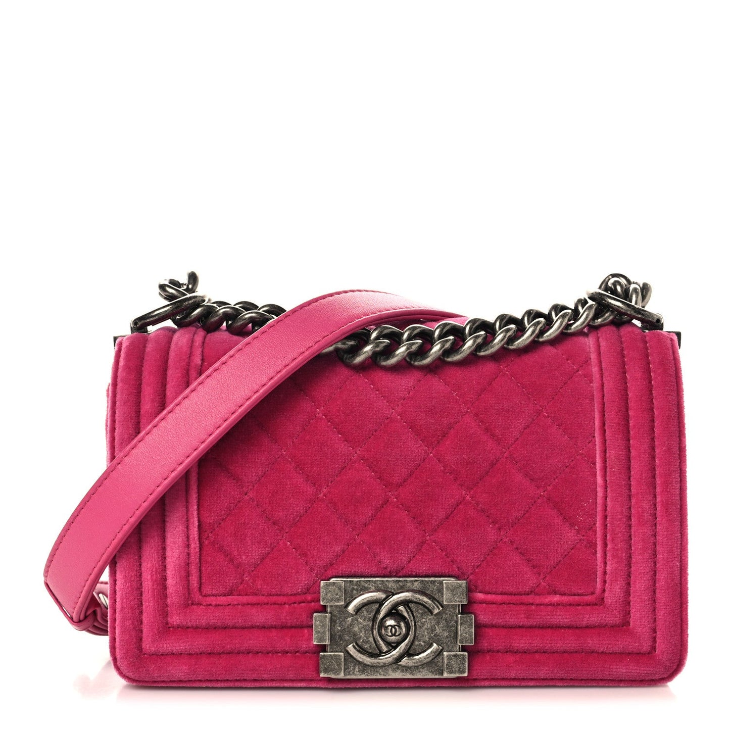 Velvet Quilted Small Boy Flap Pink