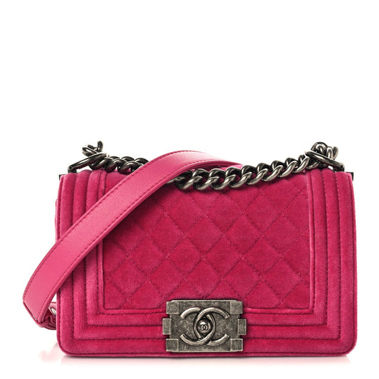 Velvet Quilted Small Boy Flap Pink