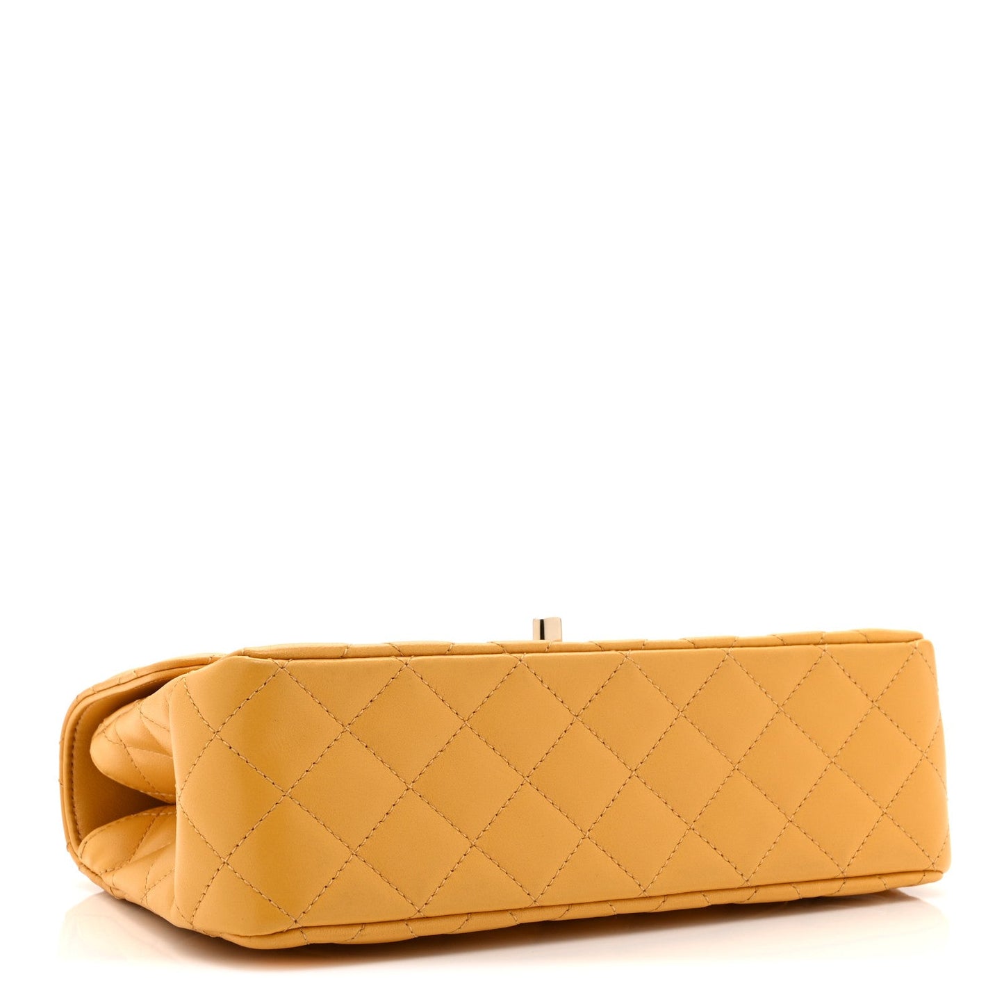 Lambskin Quilted Medium Crystal Top Handle Rectangular Flap Yellow