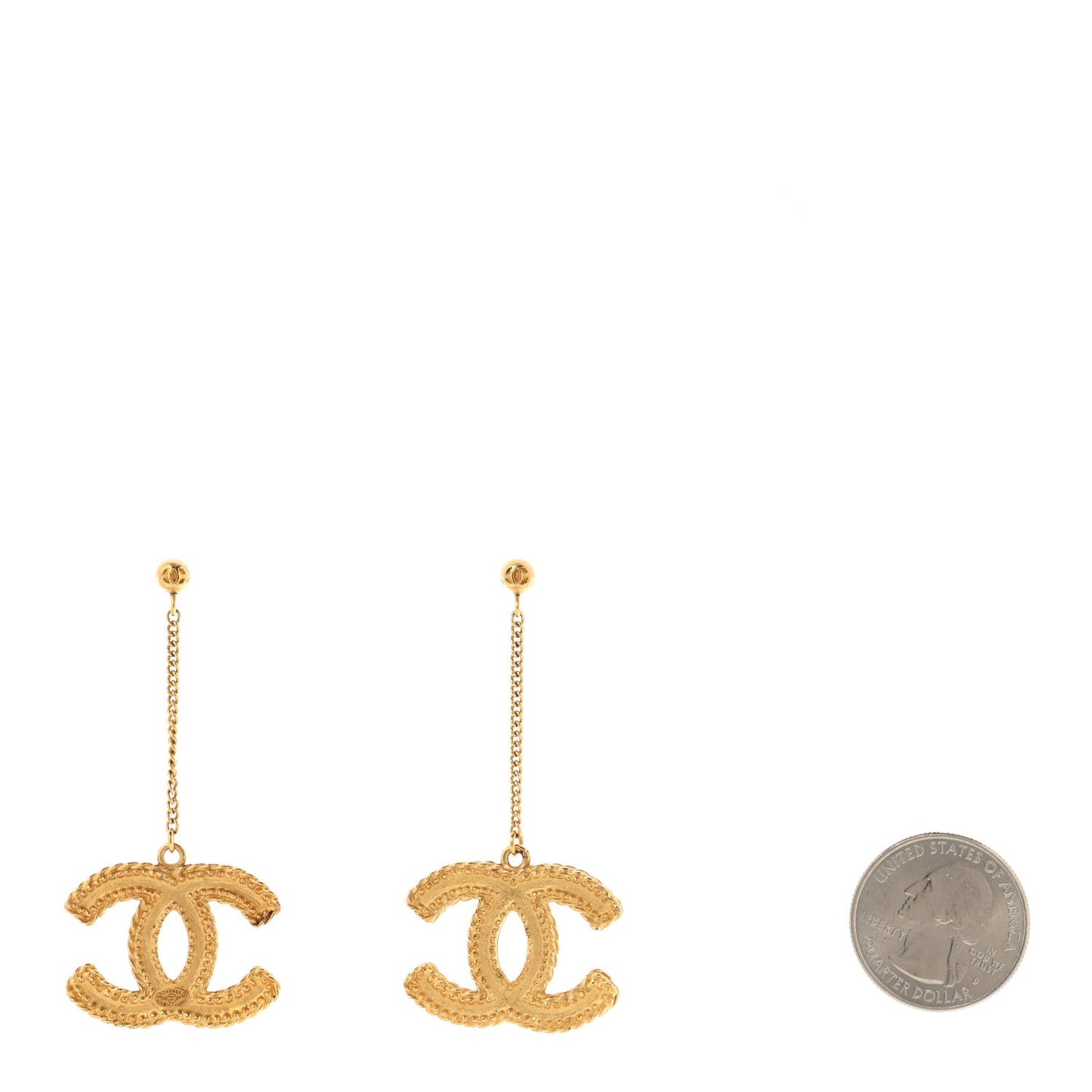CC Drop Earrings Matte Gold