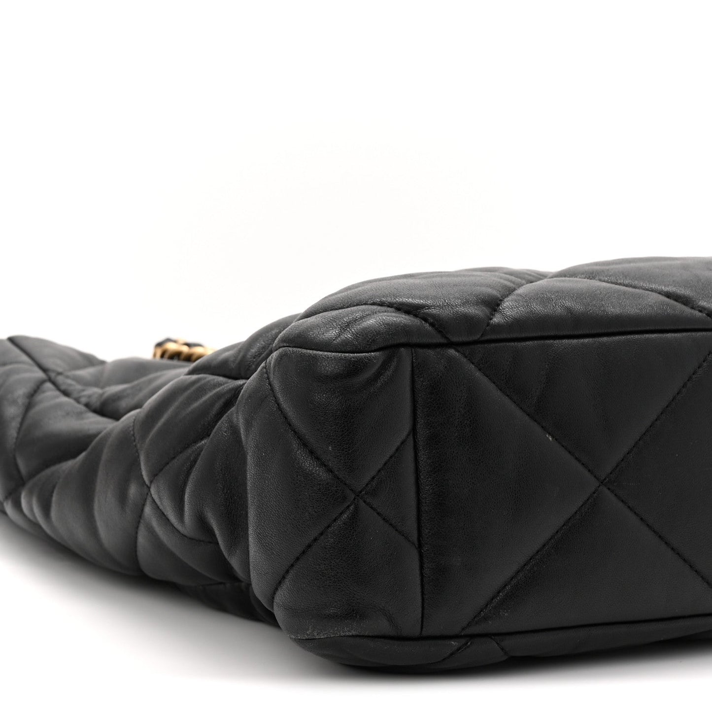 Lambskin Quilted Chanel 19 Shopping Bag Black