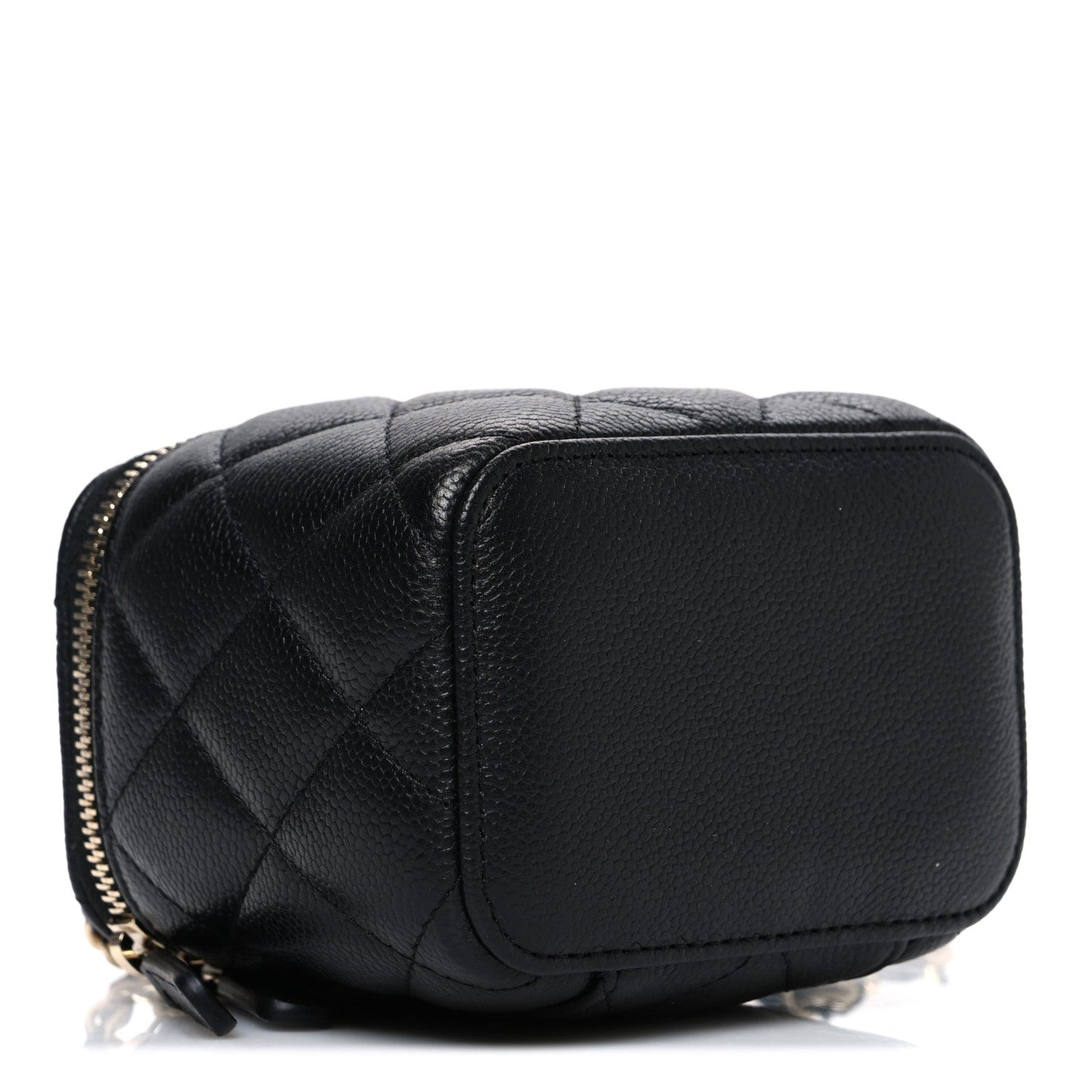 Caviar Quilted Mini Vanity Case With Chain Black