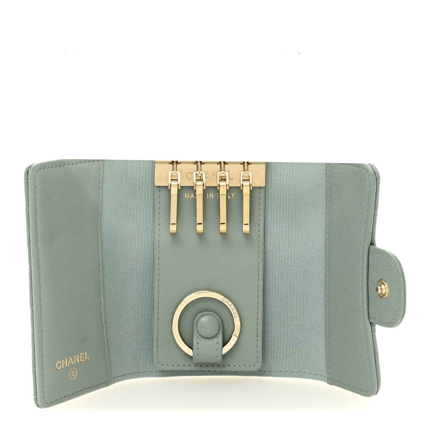 Caviar Quilted Classic 4 Key Holder Wallet Grey