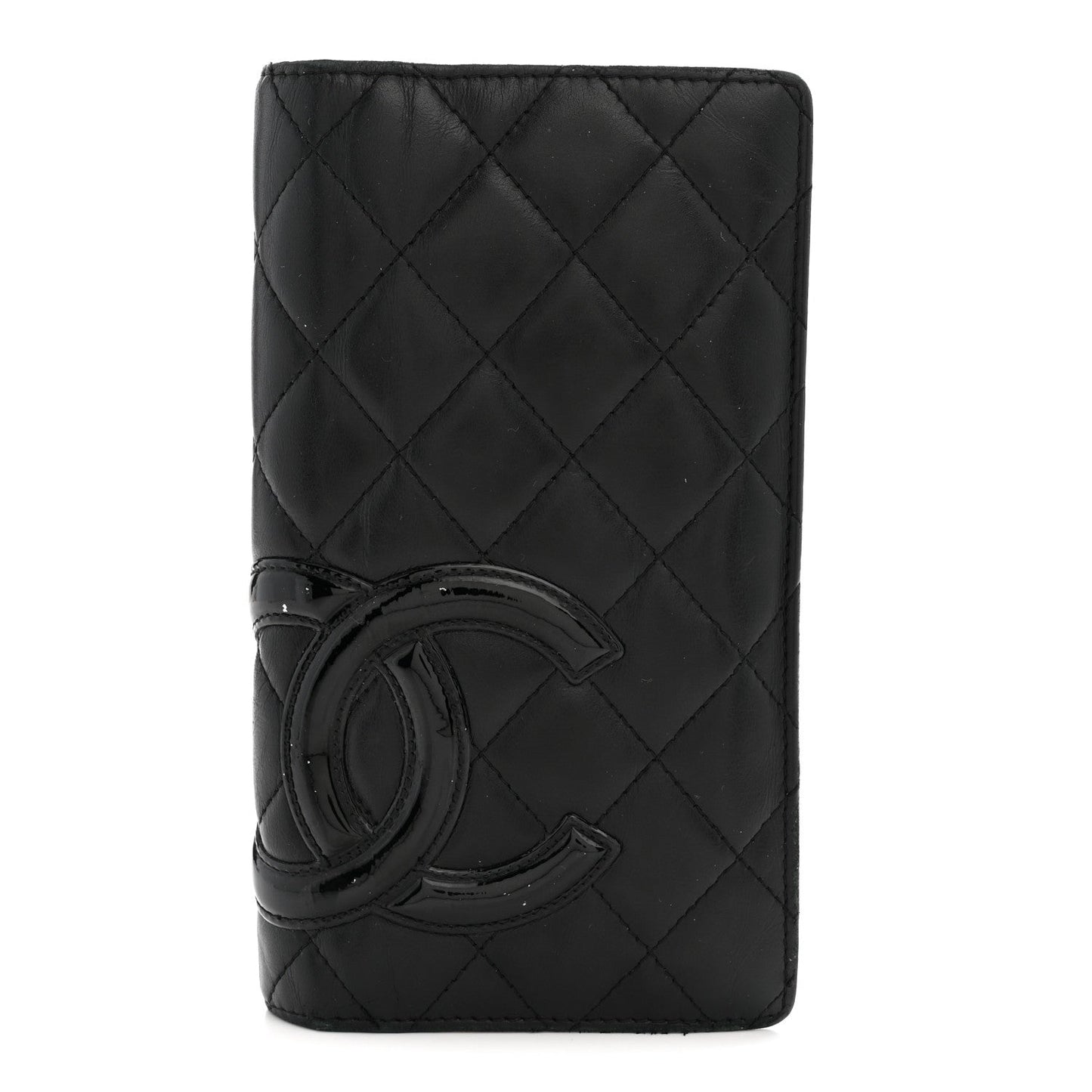 Calfskin Quilted Cambon Yen Wallet Black