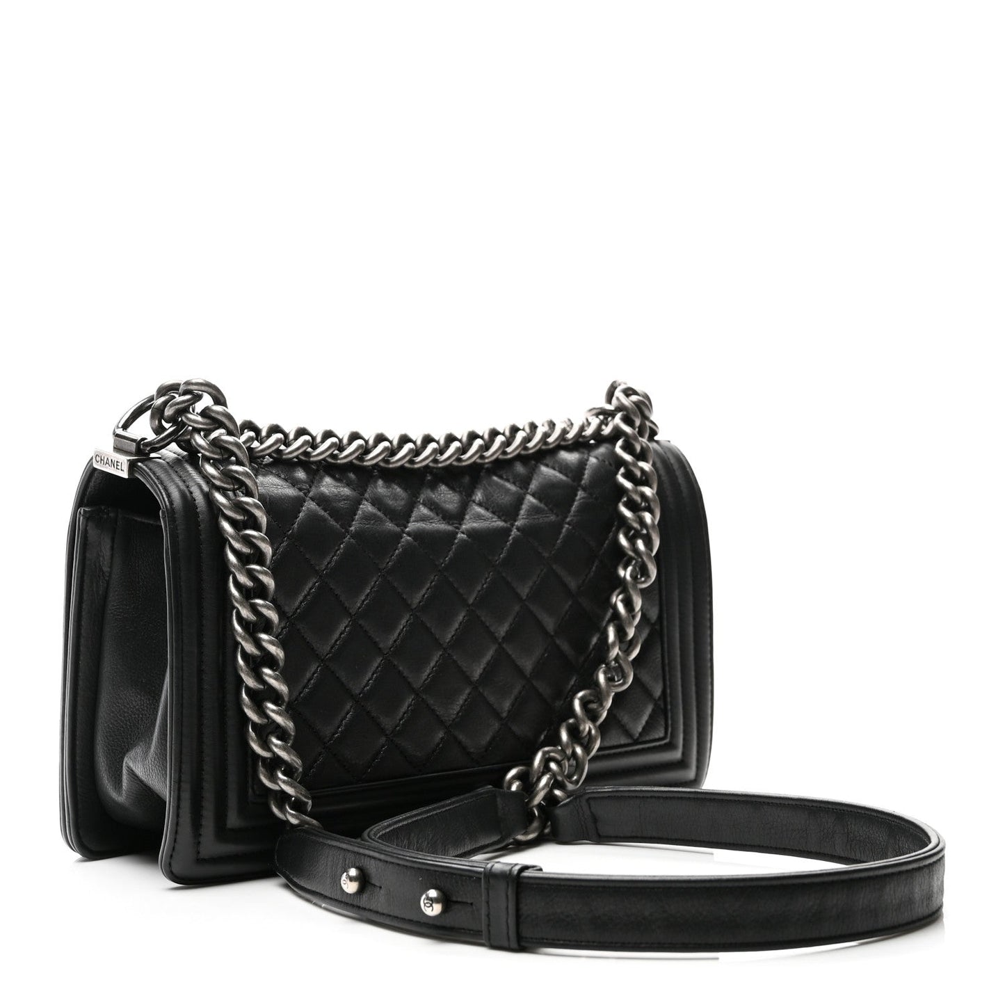 Calfskin Quilted Medium Boy Flap Black