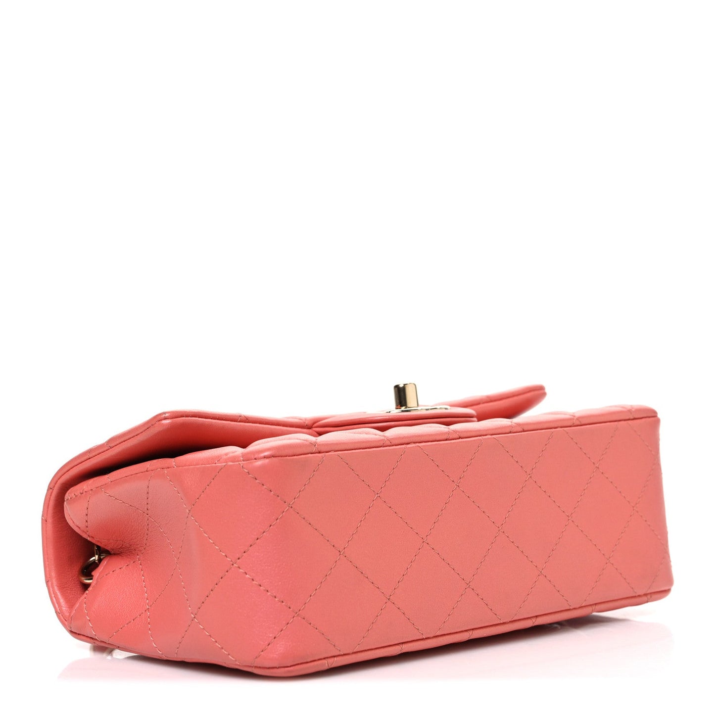 Iridescent Lambskin Quilted Mini Rectangular Flap Pink