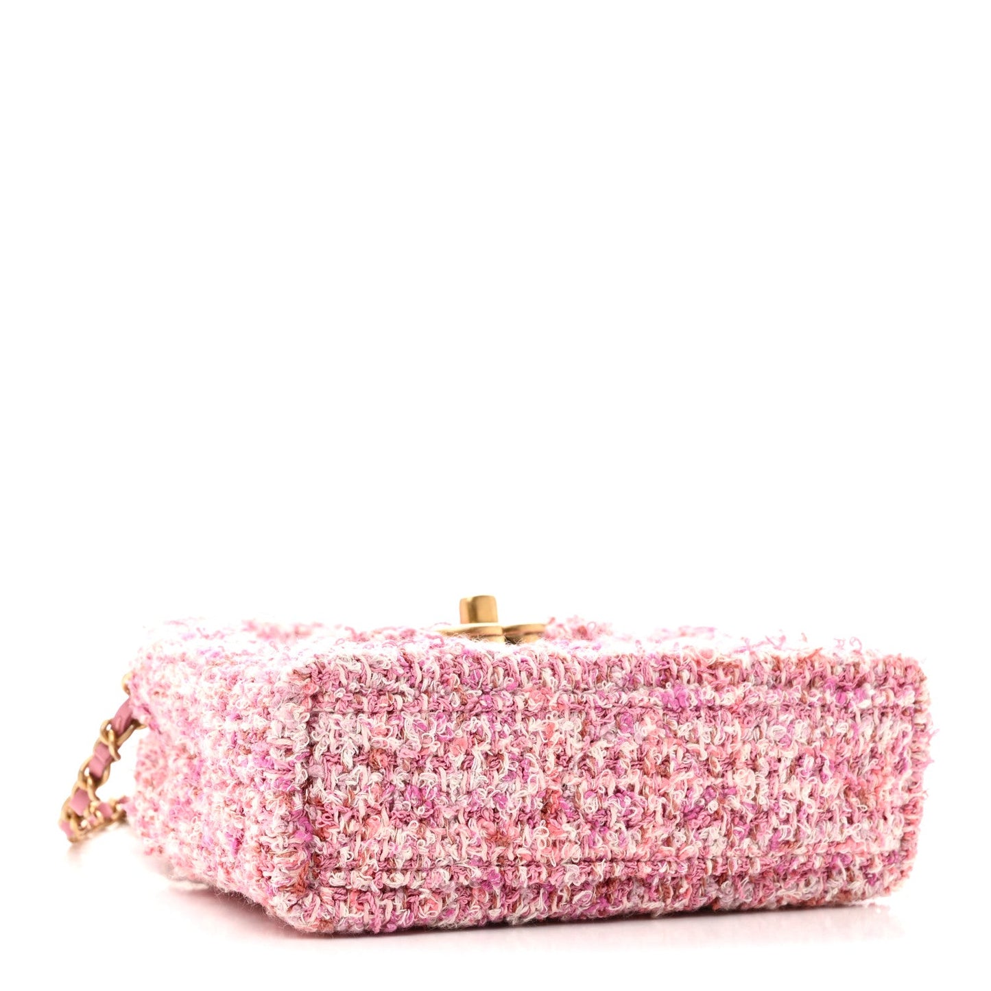 Tweed Quilted Mini Nano Kelly Shopper Pink