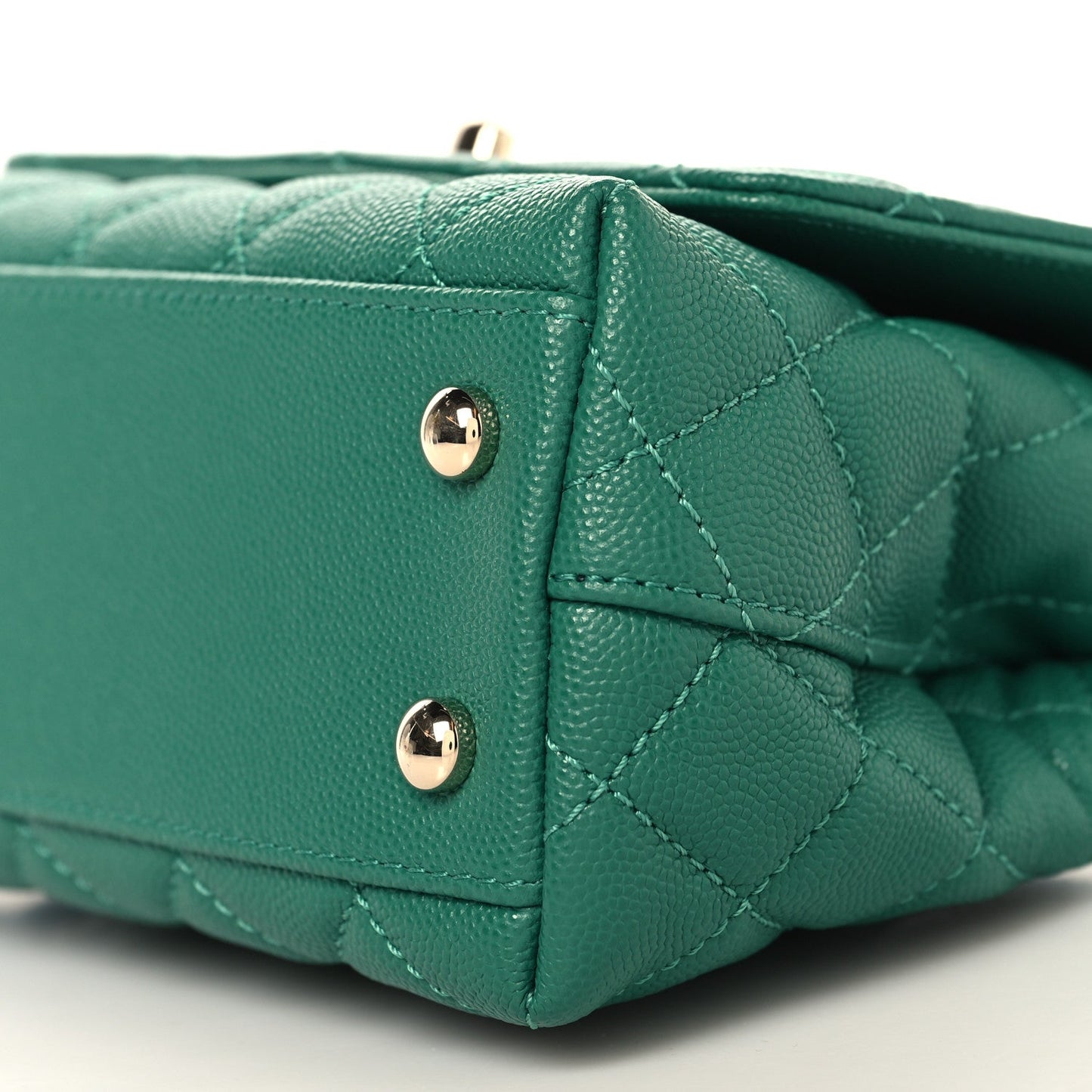 Caviar Quilted Extra Mini Coco Handle Flap Green