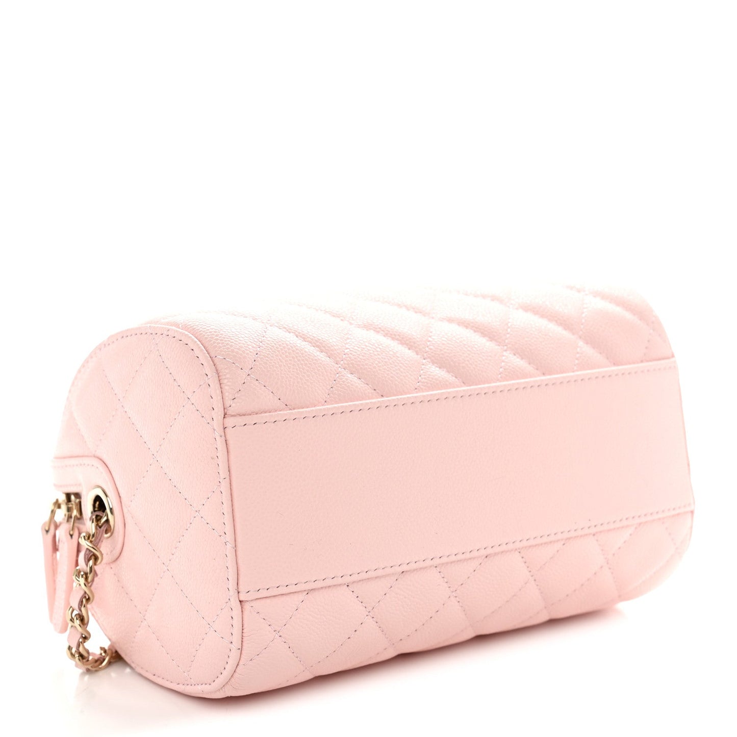 Caviar Quilted Barrel Clutch With Chain Light Pink