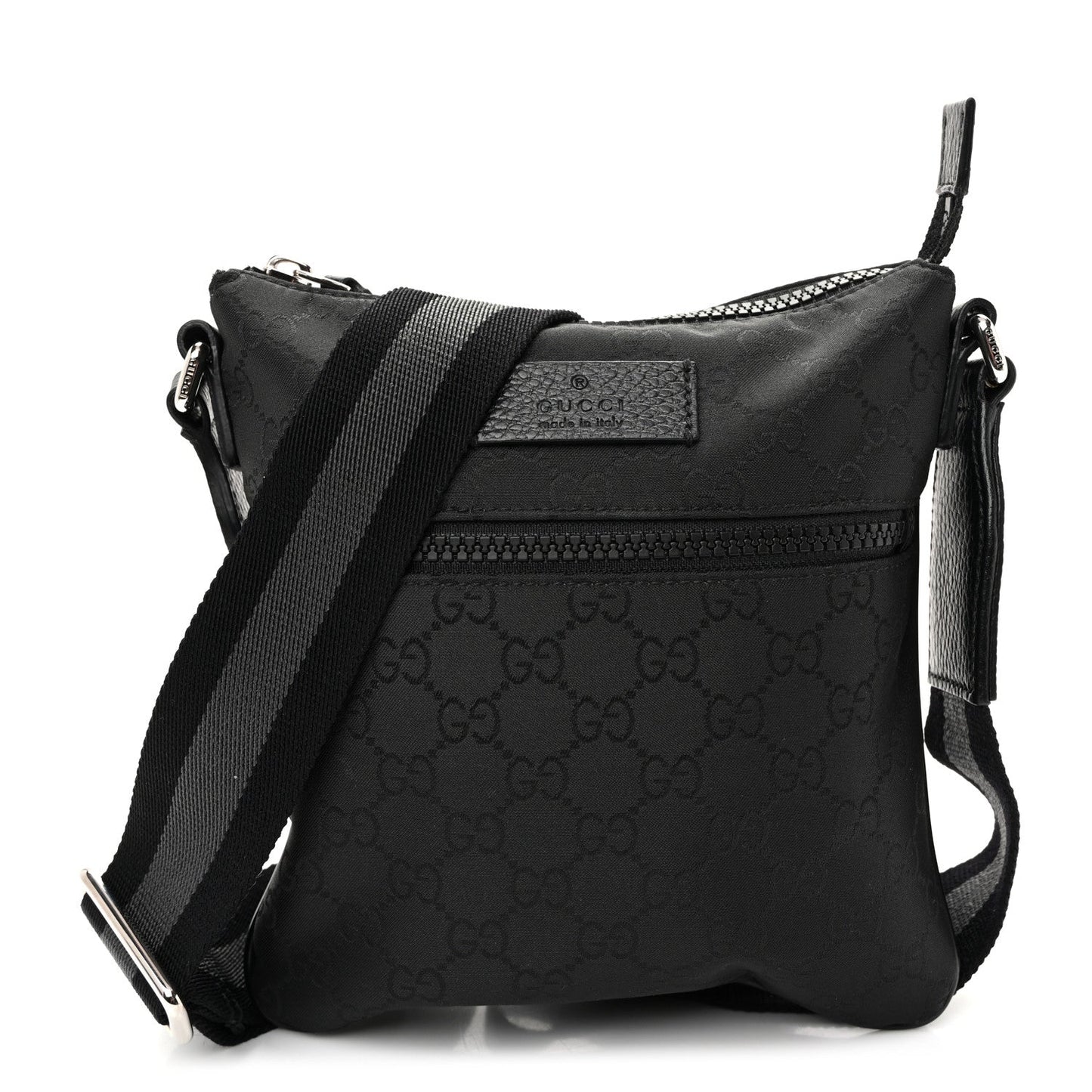 Nylon Monogram Mini Flat Messenger Bag Black