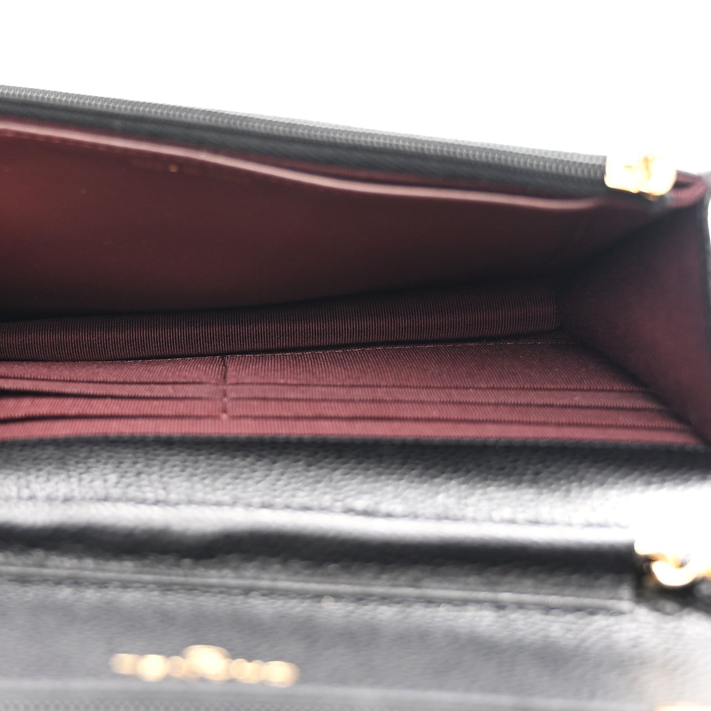 Caviar Quilted Wallet on Chain WOC Black