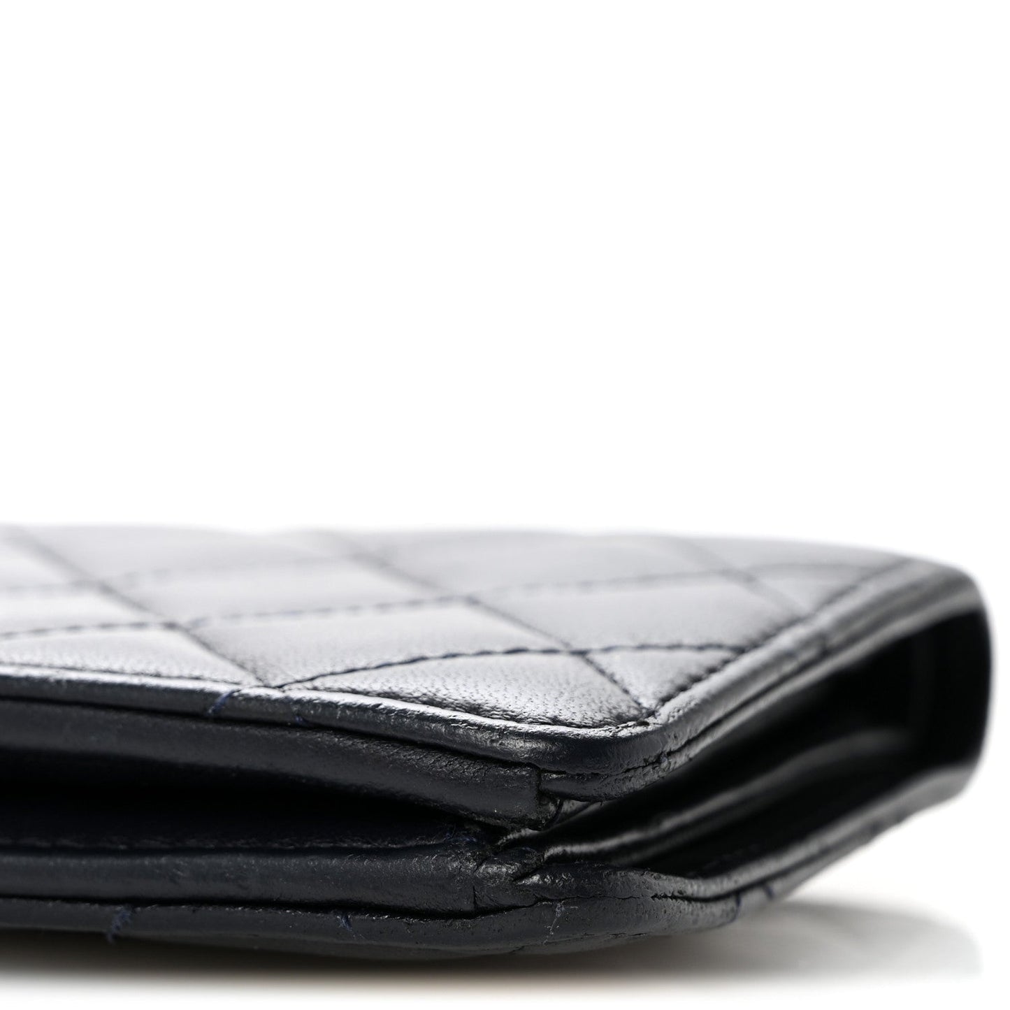 Lambskin Quilted Yen Wallet Blue