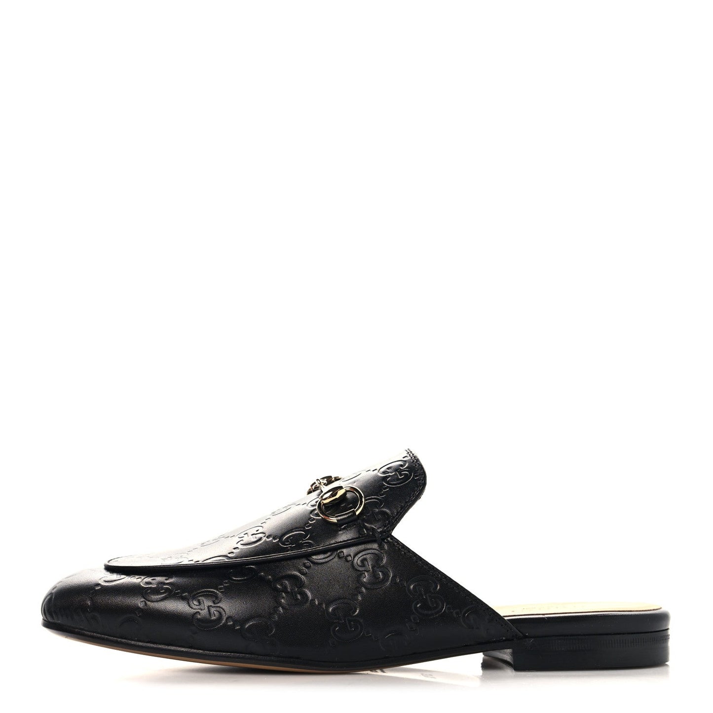 Glamour Calfskin Guccissima Womens Princetown Slippers 37.5 Black