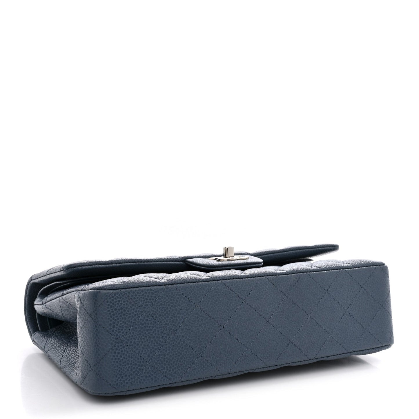 Caviar Quilted Medium Double Flap Blue