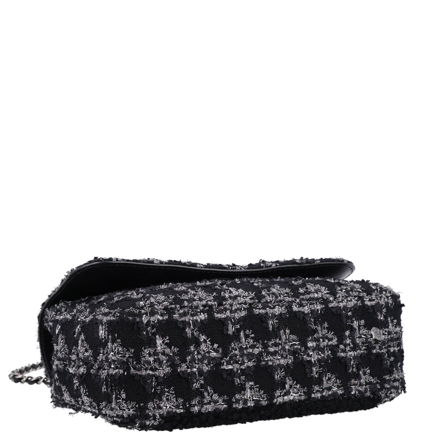 Shearling Tweed Medium Handle Boy Flap Black Grey