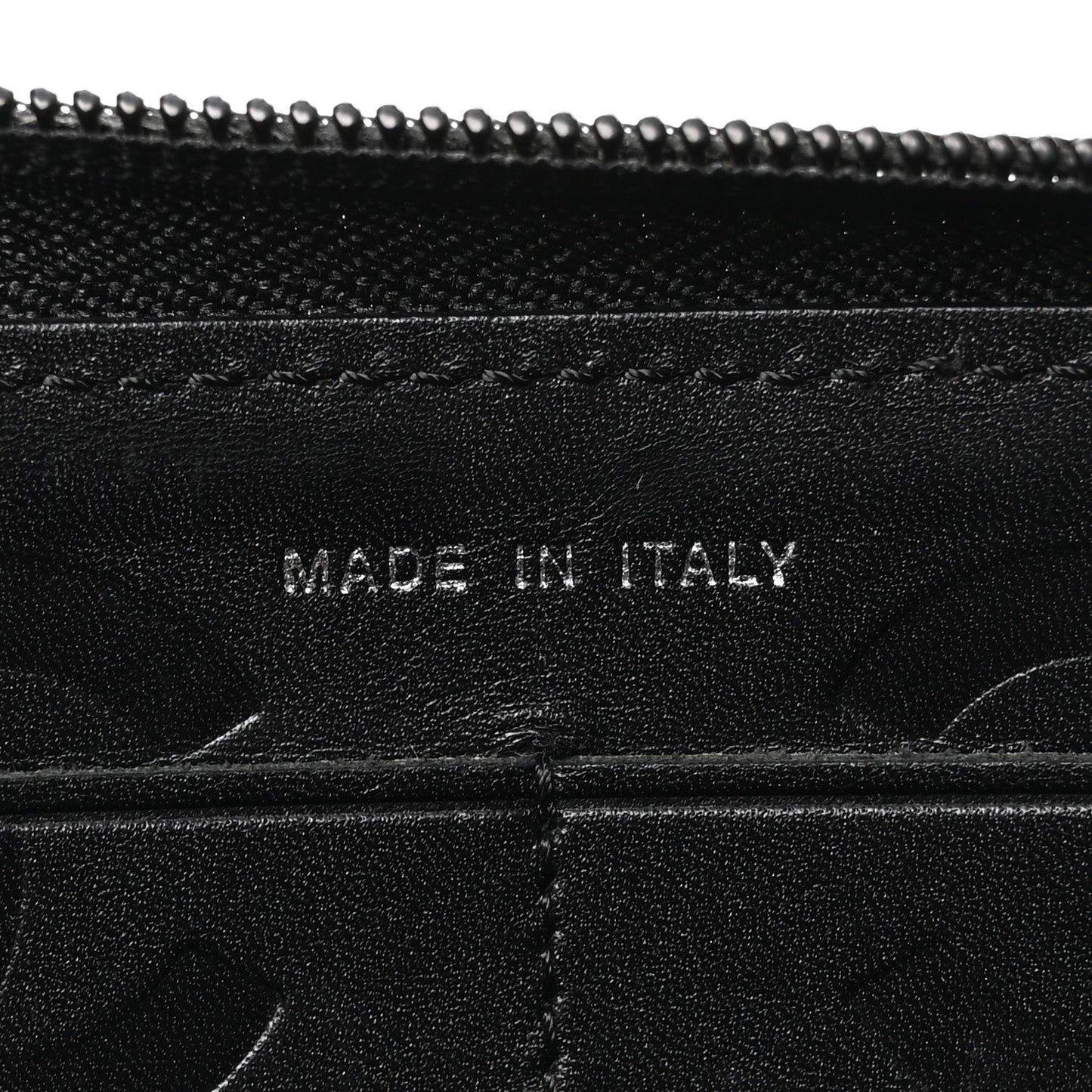 Calfskin Quilted Cambon Large Gusset Zip Around Wallet Black