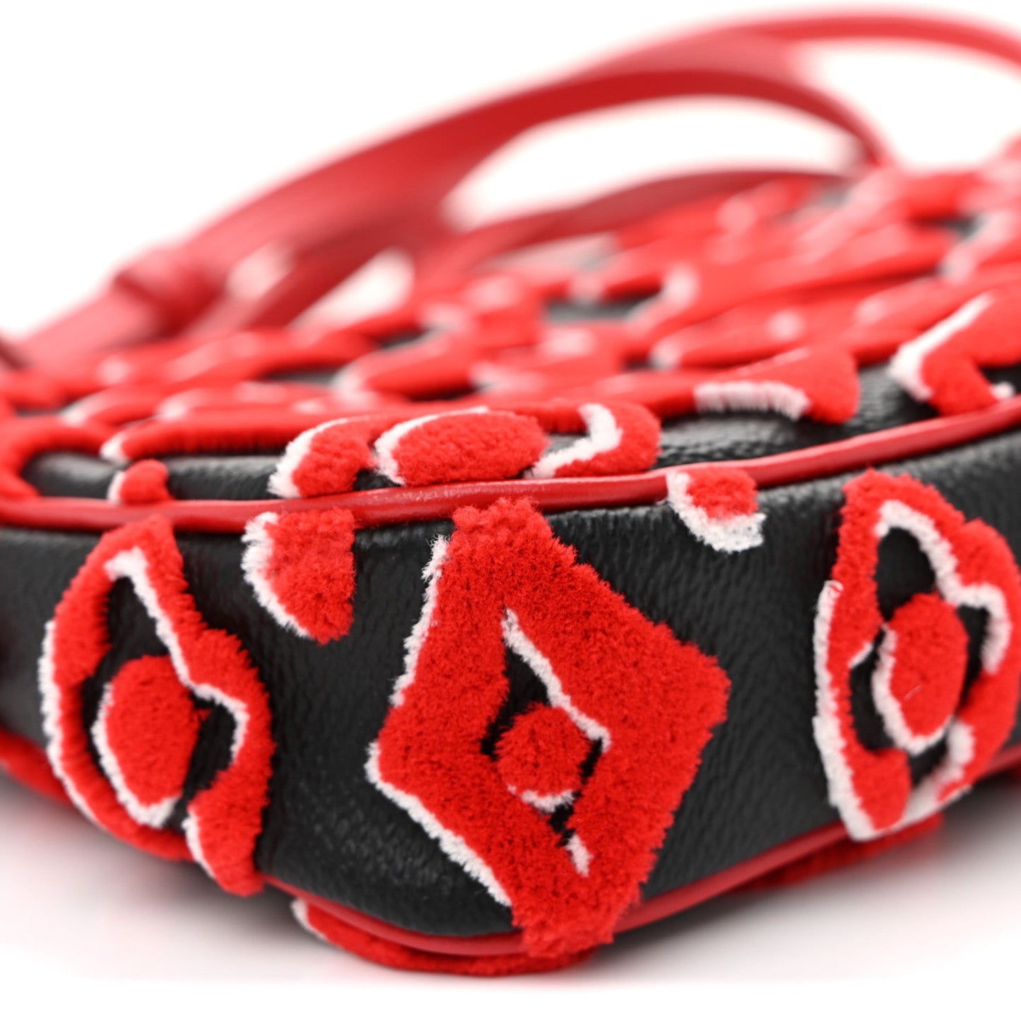X UF Tufted Monogram Pochette Accessories Black Red