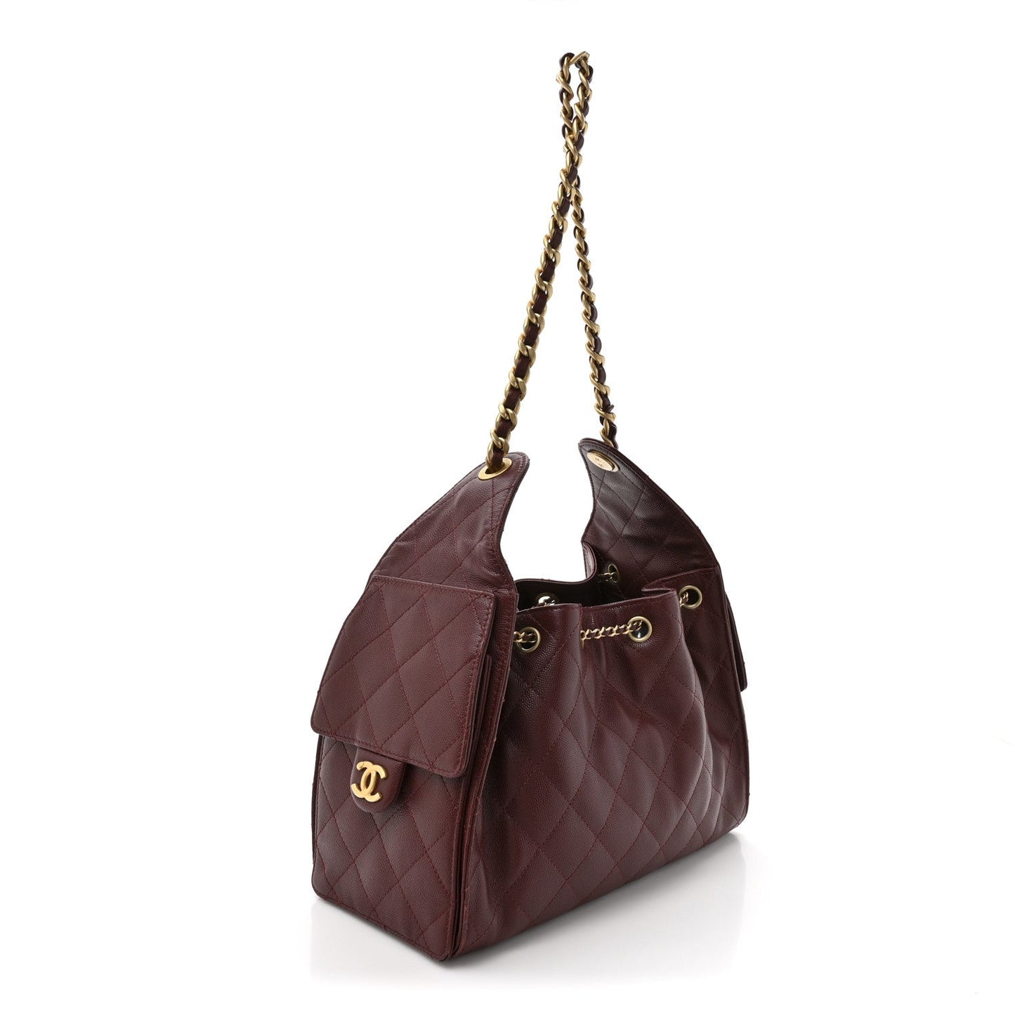 Caviar Quilted Small Chanel 25 Handbag Burgundy