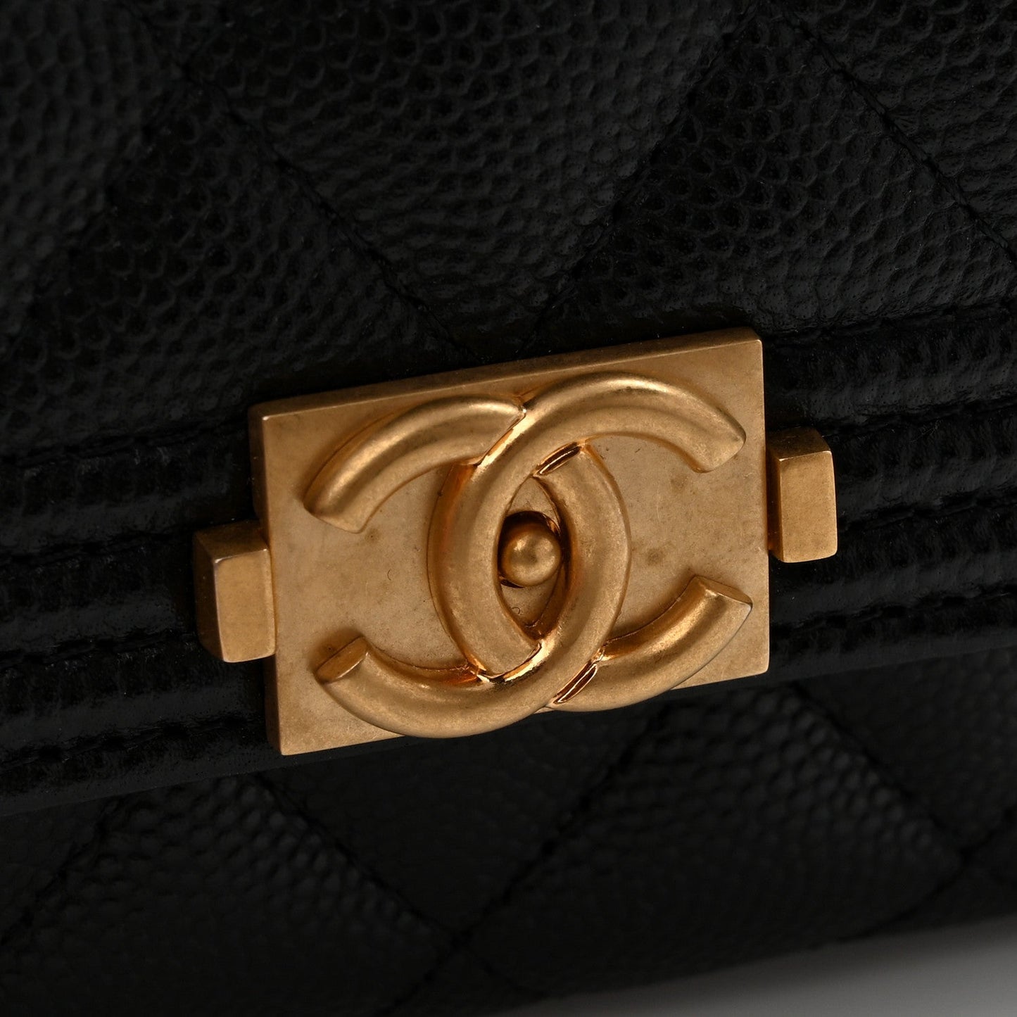 Caviar Quilted Boy Flap Card Holder Black