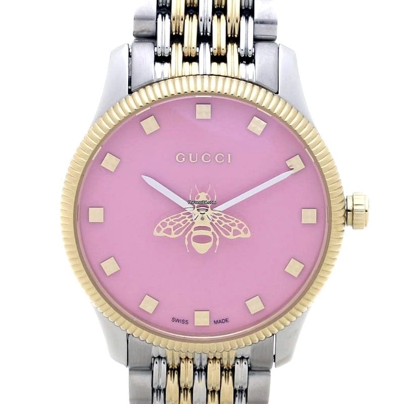 Gucci G Timeless Quartz Pink Dial Two Tone Steel Strap Watch For Women - YA1265030