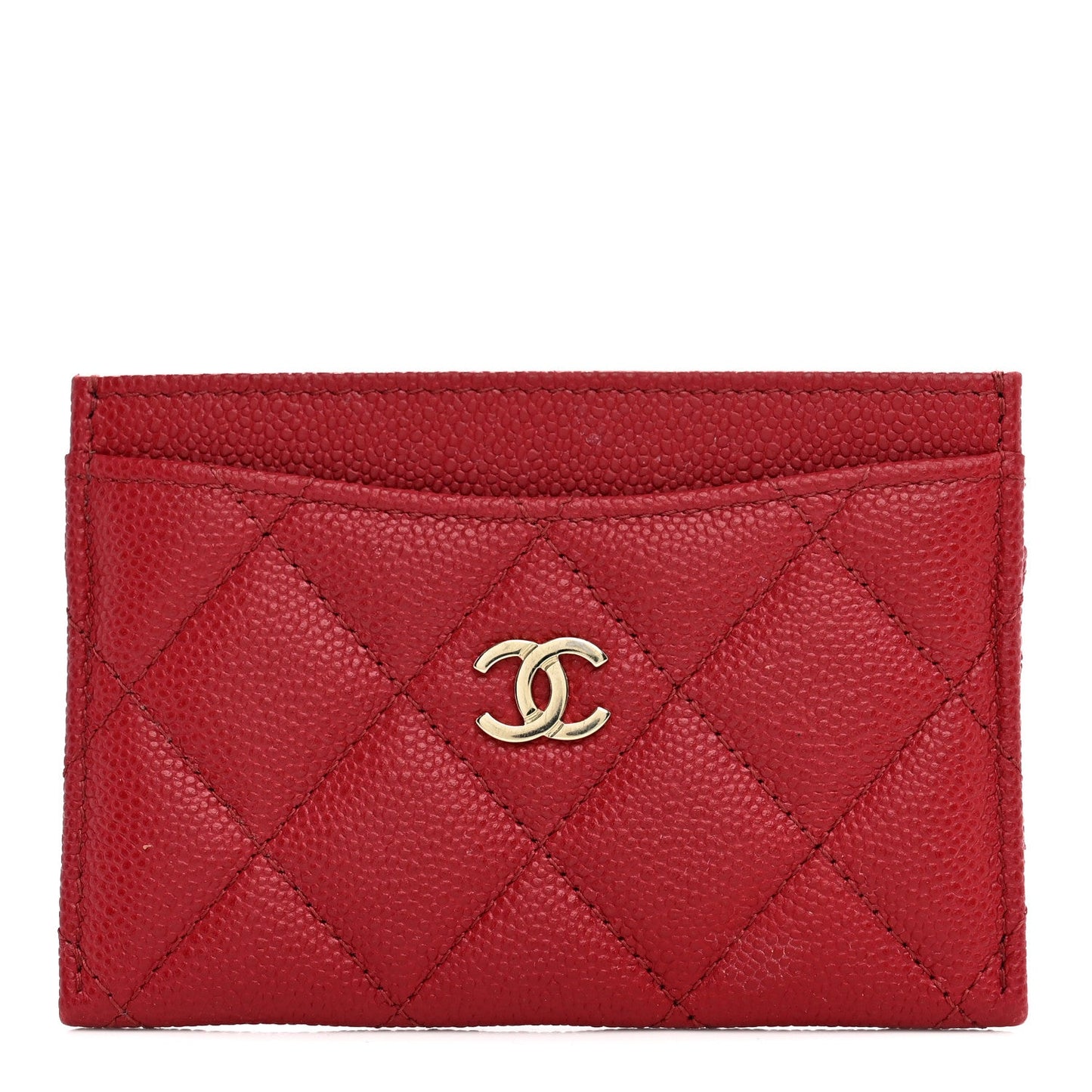 Caviar Quilted Card Holder Red