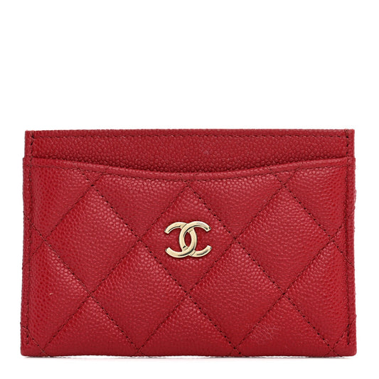 Caviar Quilted Card Holder Red