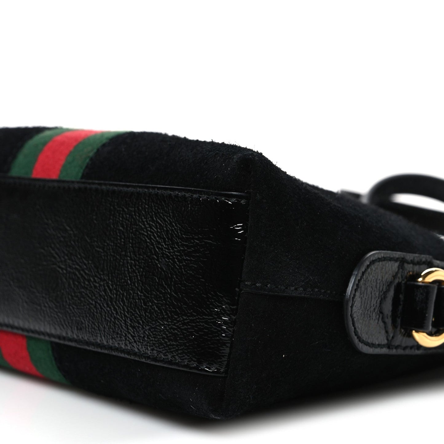 Suede Patent Web GG Small Ophidia Dome Shoulder Bag Black