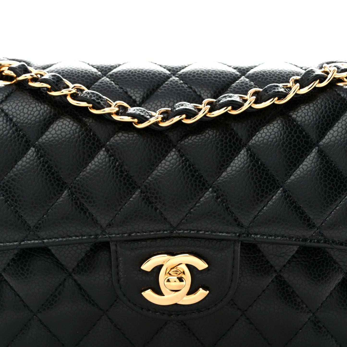 Caviar Quilted Small Double Flap Black